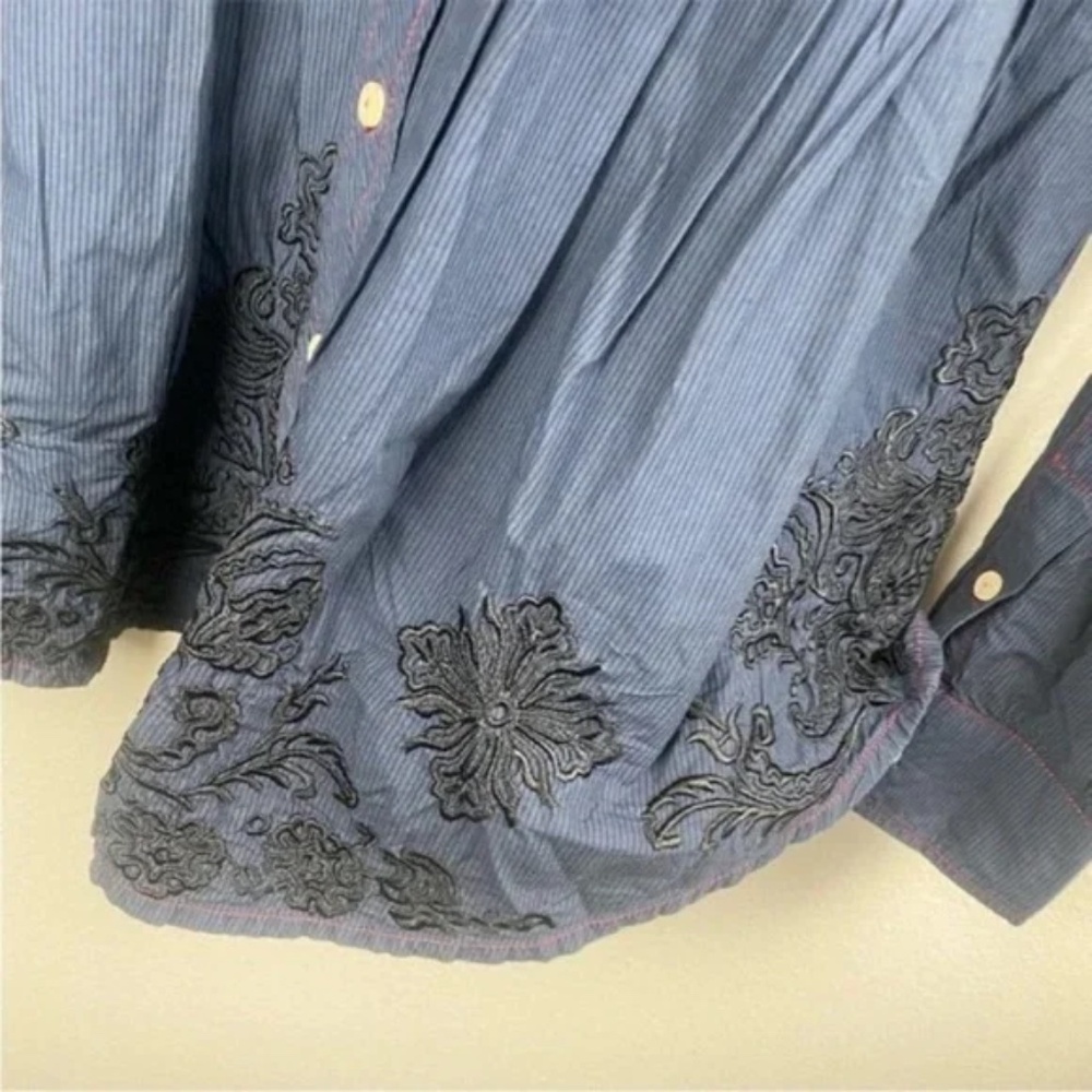 JOHNNY WAS 3J Workshop Embroidered button down-Hard-to-Find-M - Picture 5 of 13